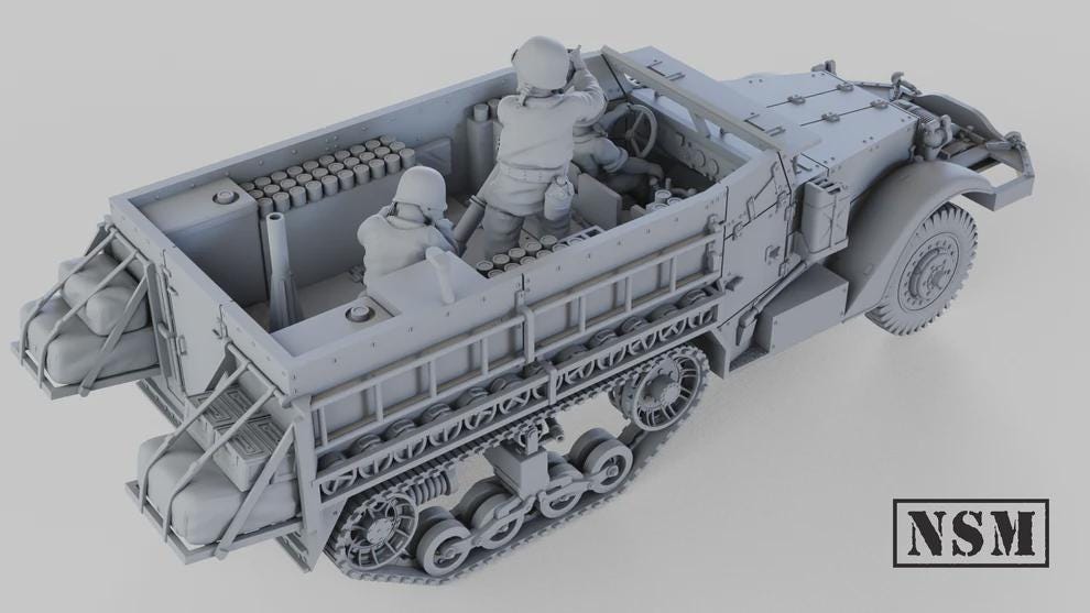 WWII US M21 Mortar Carrier Halftrack with Crew Variant Various Scales Historical Wargaming (US tariffs are pre-paid by us)