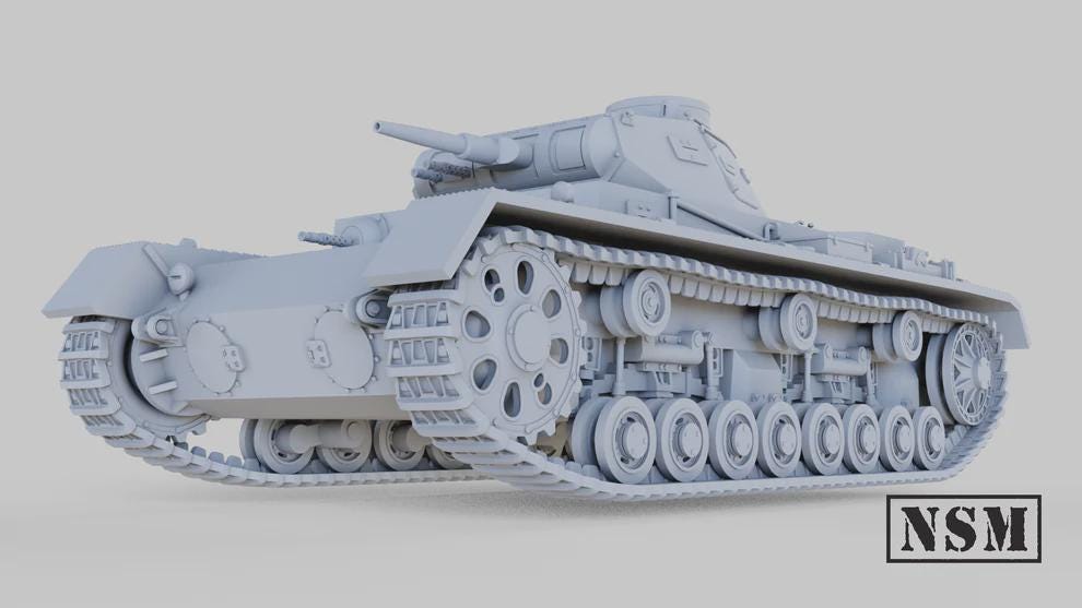 WWII German Panzer III Ausf B Various Scales Historical Wargaming (US tariffs are pre-paid by us)