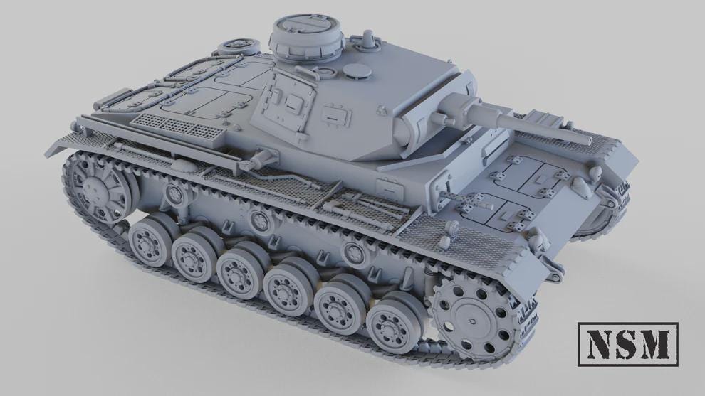 WWII German Panzer III Ausf F Various Scales Historical Wargaming (US tariffs are pre-paid by us)