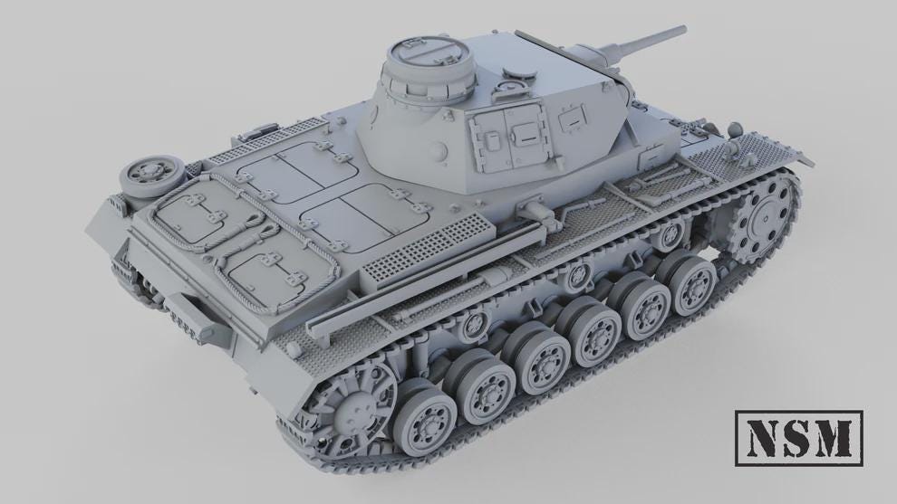 WWII German Panzer III Ausf F Various Scales Historical Wargaming (US tariffs are pre-paid by us)