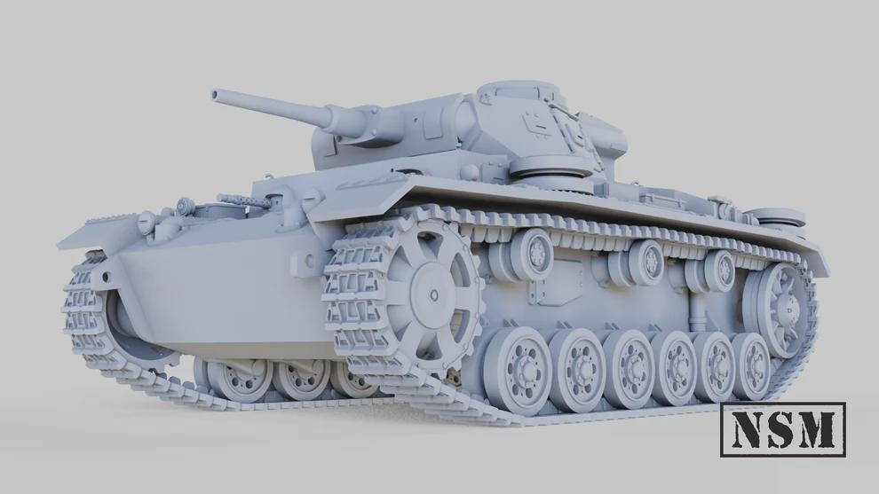 WWII German Panzer III Ausf J Various Scales Historical Wargaming (US tariffs are pre-paid by us)