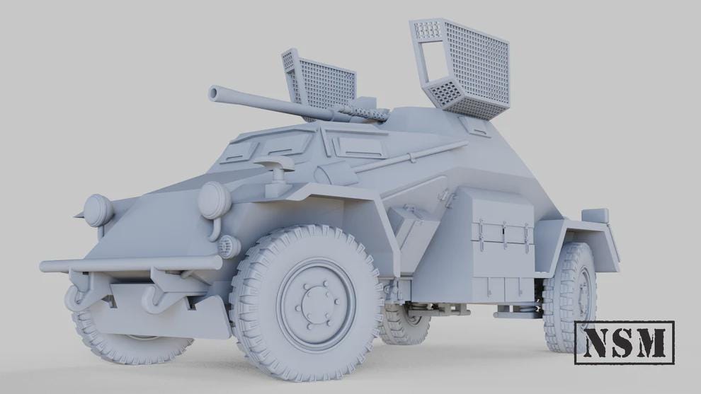 WWII German Sd.Kfz 222 Armoured Car with Crew Various Scales Historical Wargaming (US tariffs are pre-paid by us)