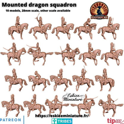 American Revolutionary War Mounted Dragons (10 models) Various Scales Historical Wargaming (US tariffs are pre-paid by us)