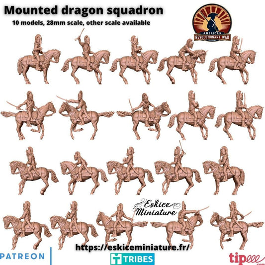 American Revolutionary War Mounted Dragons (10 models) Various Scales Historical Wargaming (US tariffs are pre-paid by us)