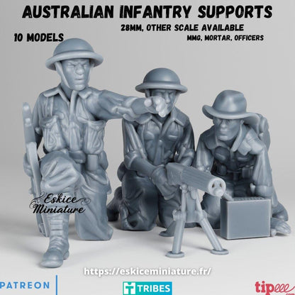 WWII Australian Support Weapons Set MMG Mortar Officers (10 models) Various Scales Historical Wargaming (US tariffs are pre-paid by us)