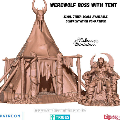 Fantasy Wargaming Werewolf Boss with Tent Various Scales (US tariffs are pre-paid by us)