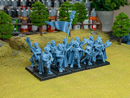 Fantasy Wargaming Feral Elves Axmen Unit with Command Group 10 models Highland Miniatures Various Scales (US tariffs are pre-paid by us)