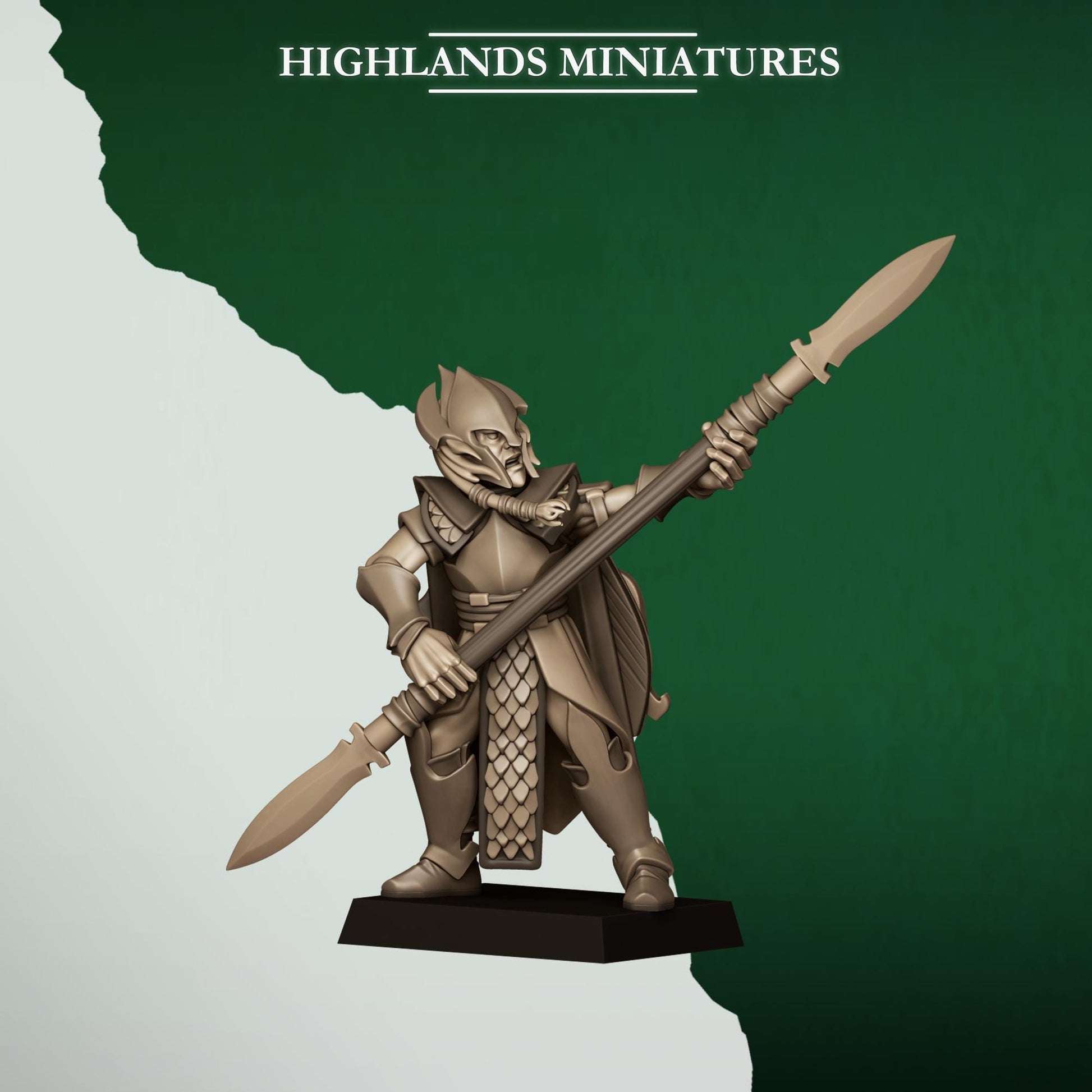 Fantasy Wargaming Feral Elves Spearmen Unit with Command Group 10 models Highland Miniatures Various Scales (US tariffs are pre-paid by us)