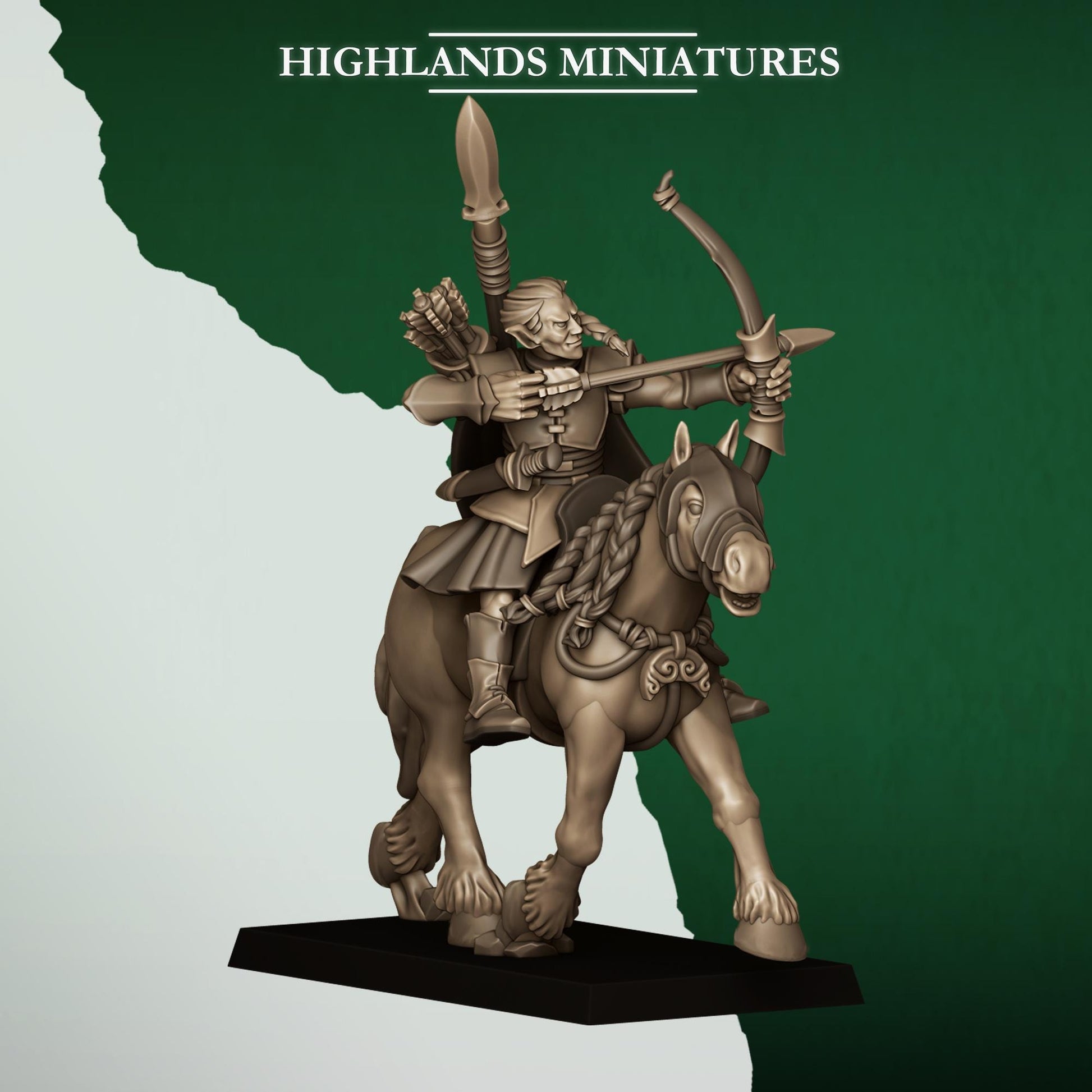 Fantasy Wargaming Mounted Feral Elves Archers with Command Group 8 models Highland Miniatures Various Scales (US tariffs are pre-paid by us)