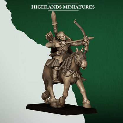 Fantasy Wargaming Mounted Feral Elves Archers with Command Group 8 models Highland Miniatures Various Scales (US tariffs are pre-paid by us)