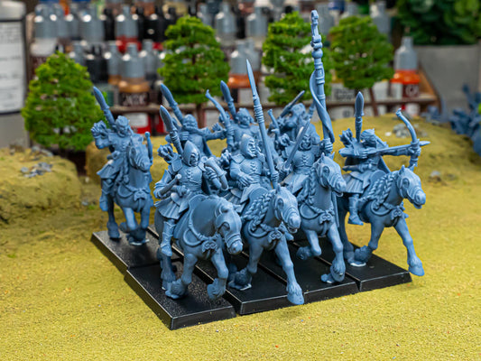 Fantasy Wargaming Mounted Feral Elves Archers with Command Group 8 models Highland Miniatures Various Scales (US tariffs are pre-paid by us)