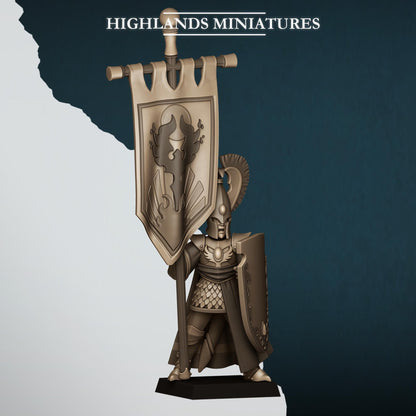 Aegean Elf Standard Bearer Mounted and Dismounted Highland Miniatures Hero Various Scales (US tariffs are pre-paid by us)