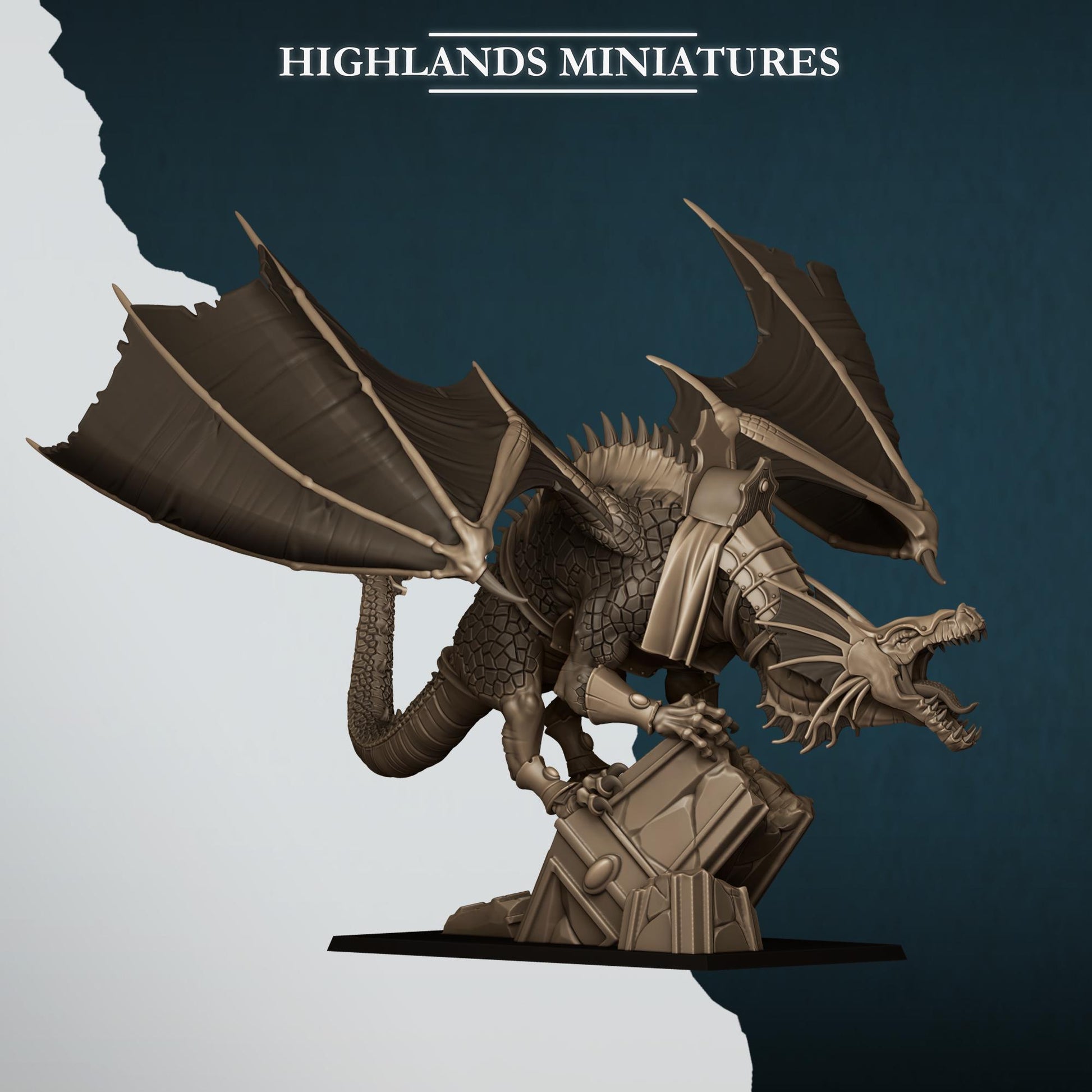Fantasy Wargaming Aegean Elves Dragon with Scenic Base and 2 Riders Highland Miniatures Hero Various Scales