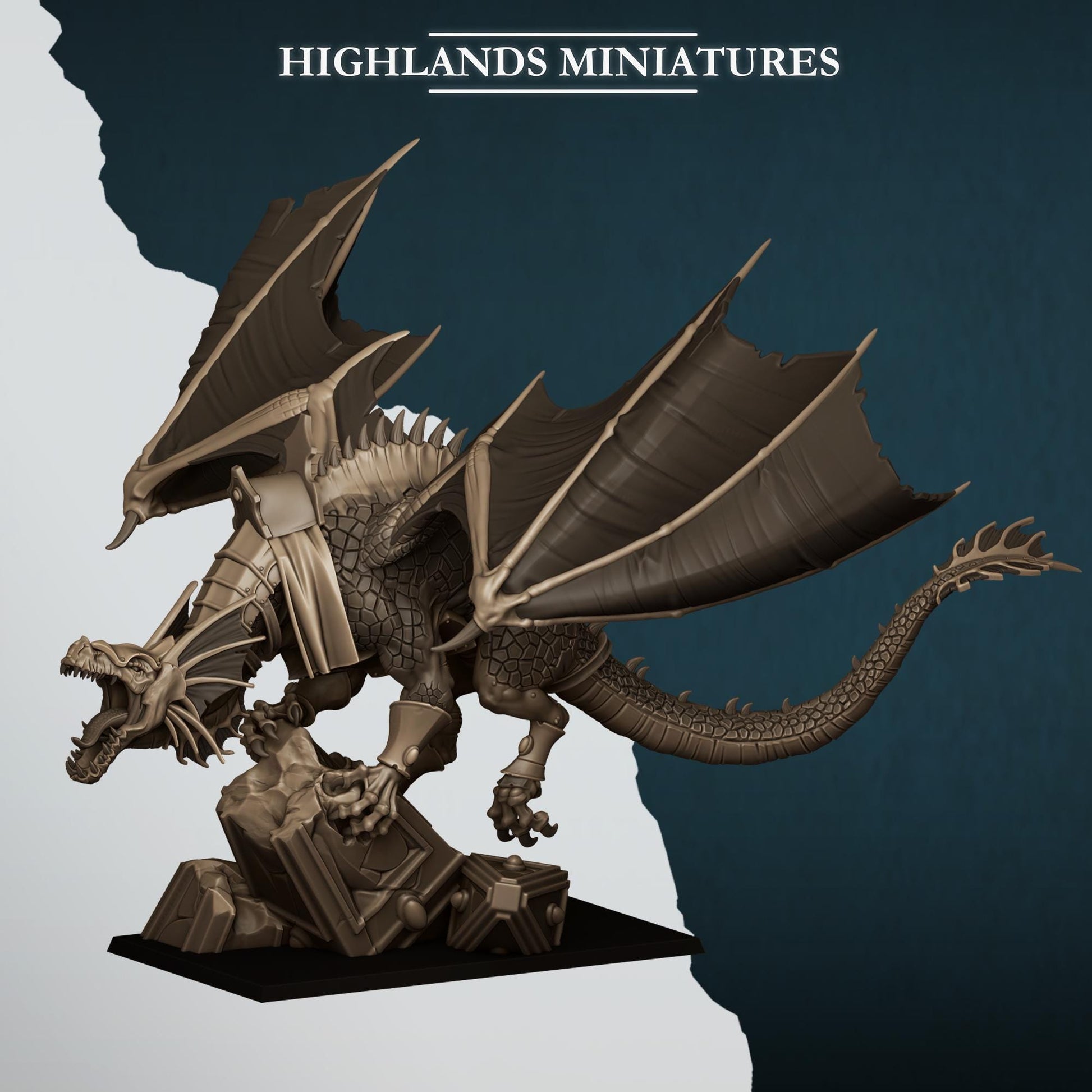 Fantasy Wargaming Aegean Elves Dragon with Scenic Base and 2 Riders Highland Miniatures Hero Various Scales