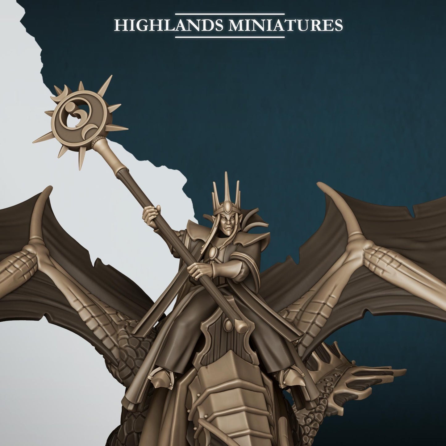 Fantasy Wargaming Aegean Elves Dragon with Scenic Base and 2 Riders Highland Miniatures Hero Various Scales