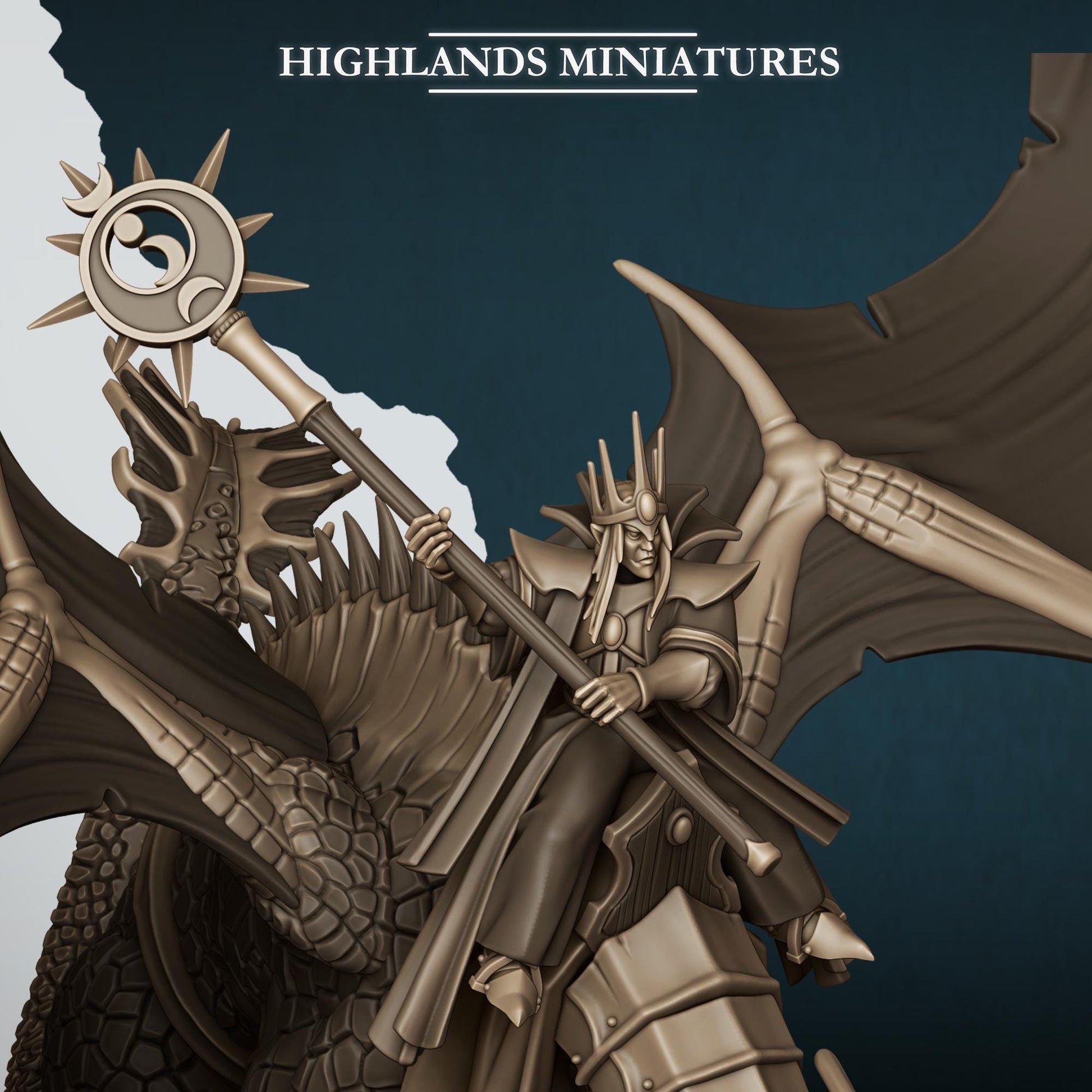 Fantasy Wargaming Aegean Elves Dragon with Scenic Base and 2 Riders Highland Miniatures Hero Various Scales