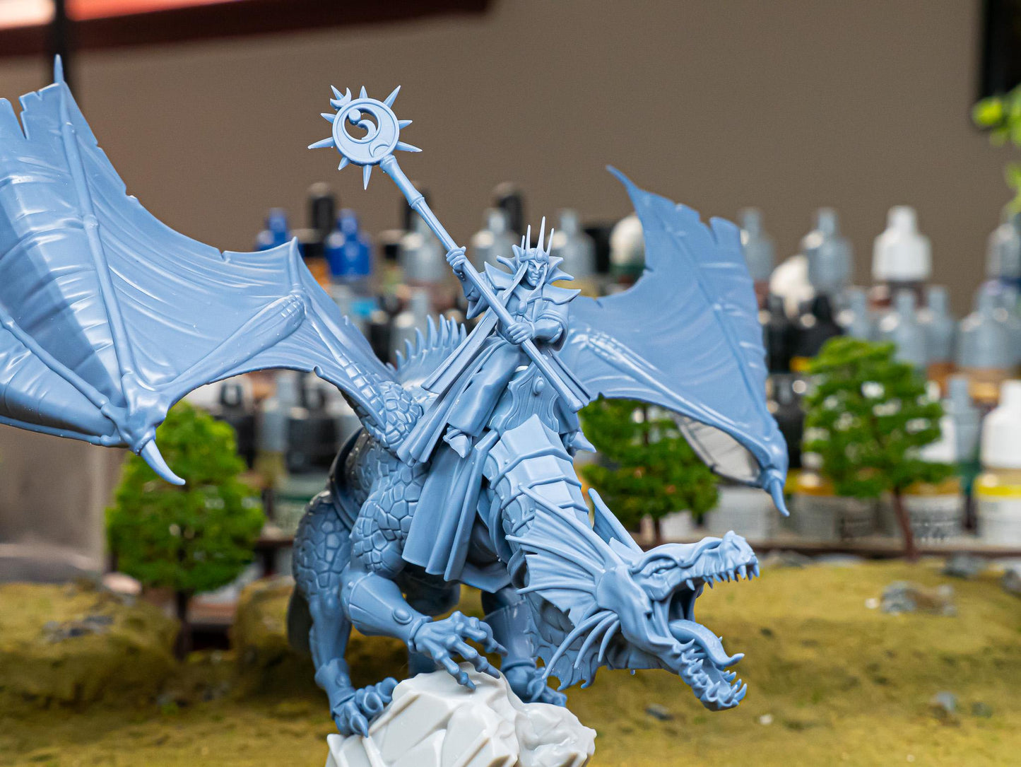 Fantasy Wargaming Aegean Elves Dragon with Scenic Base and 2 Riders Highland Miniatures Hero Various Scales