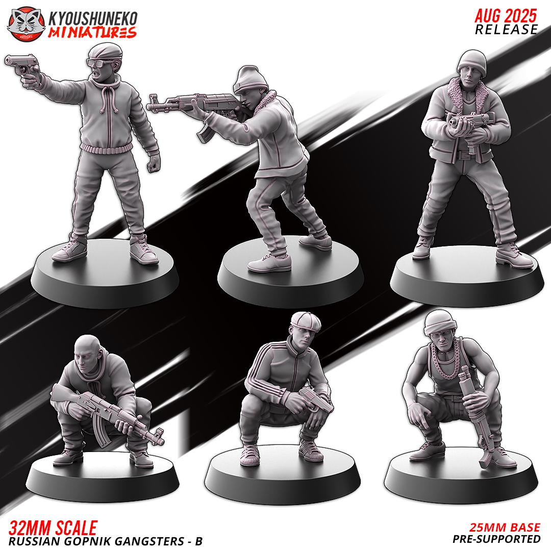 Modern Warfare Post Apocalyptic Russian Gopnik Gangsters Set (12 models) Various Scales Historical Wargaming (US tariffs are pre-paid by us)