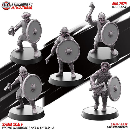 Medieval Viking Warriors with Axes and Shields Unit (10 Models) Various Scales Historical Wargaming (US tariffs are pre-paid by us)