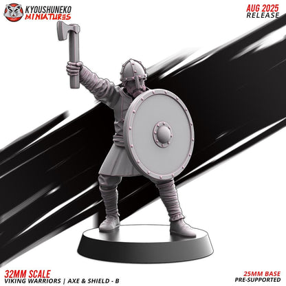 Medieval Viking Warriors with Axes and Shields Unit (10 Models) Various Scales Historical Wargaming (US tariffs are pre-paid by us)
