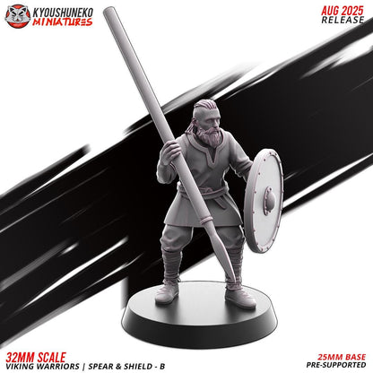 Medieval Viking Warriors with Spears and Shields Unit (10 Models) Various Scales Historical Wargaming (US tariffs are pre-paid by us)