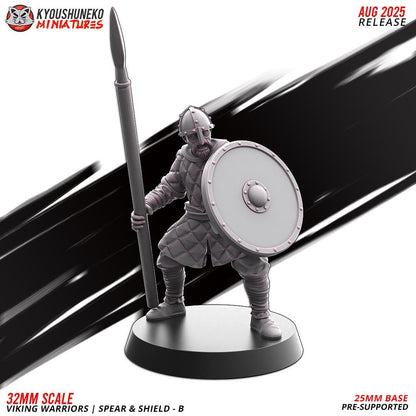 Medieval Viking Warriors with Spears and Shields Unit (10 Models) Various Scales Historical Wargaming (US tariffs are pre-paid by us)
