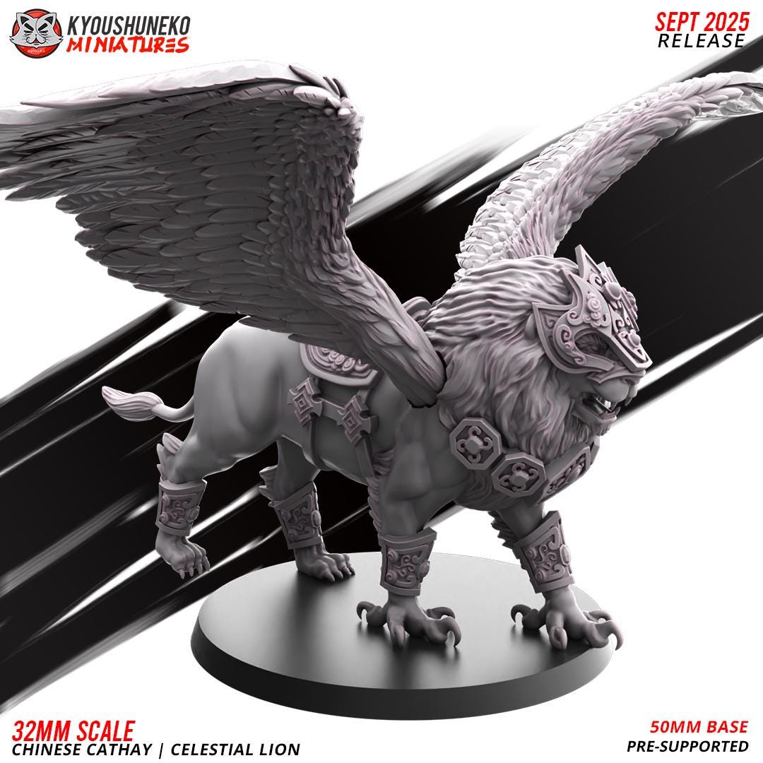 Ancient Chinese Cathay Celestial Lion Mount (1 model) Various Scales Historical Wargaming (US tariffs are pre-paid by us)
