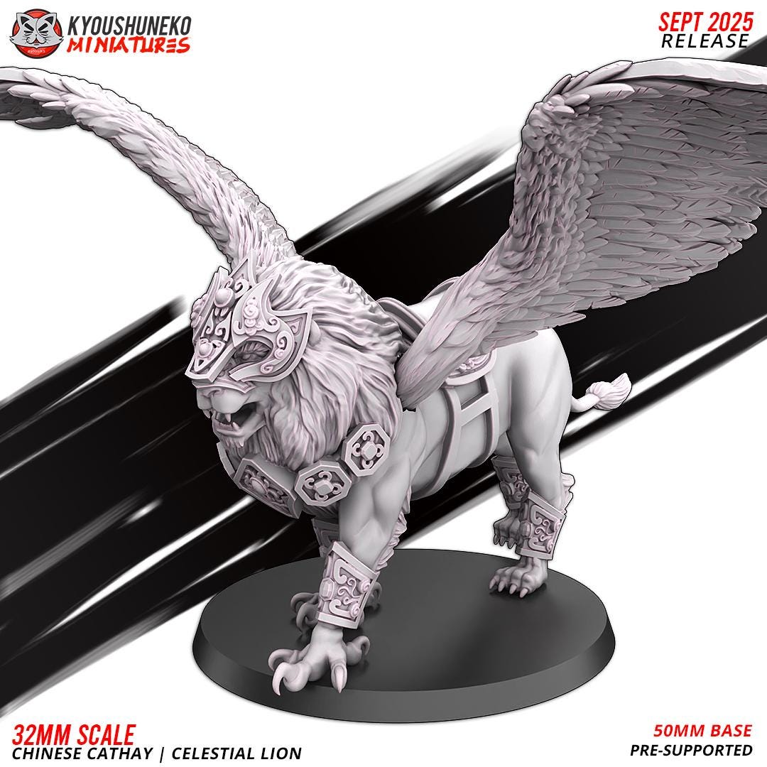 Ancient Chinese Cathay Celestial Lion Mount (1 model) Various Scales Historical Wargaming (US tariffs are pre-paid by us)