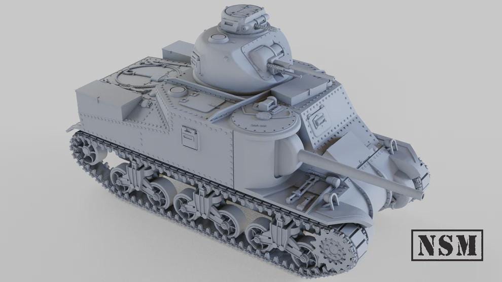 WWII US M3 and M3A1 M3A2 Lee Tank (1 model) Various Scales Historical Wargaming (US tariffs are pre-paid by us)