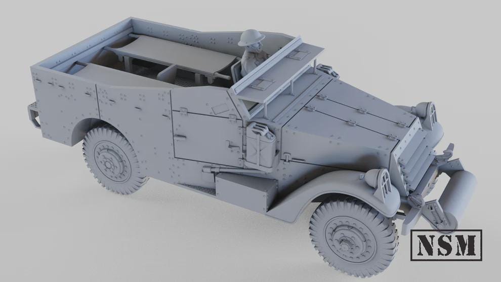 WWII British M3A1 Halftrack Ambulance Variant Various Scales Historical Wargaming (US tariffs are pre-paid by us)