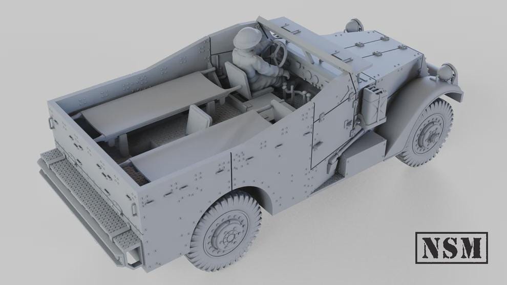 WWII British M3A1 Halftrack Ambulance Variant Various Scales Historical Wargaming (US tariffs are pre-paid by us)
