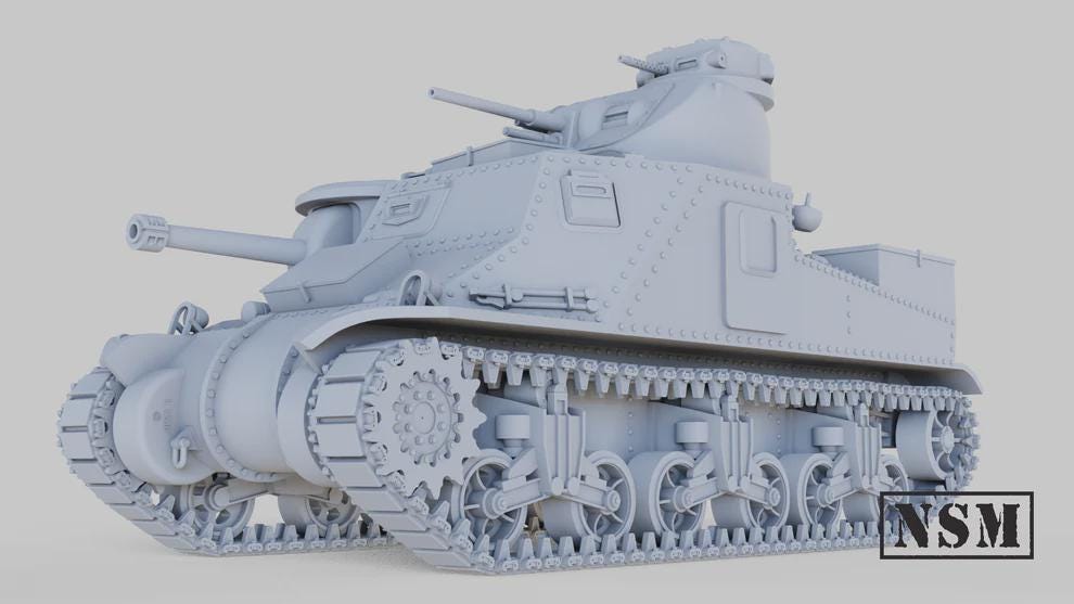 WWII US M3A3 and M3A5 Lee Tank (1 model) Various Scales Historical Wargaming (US tariffs are pre-paid by us)