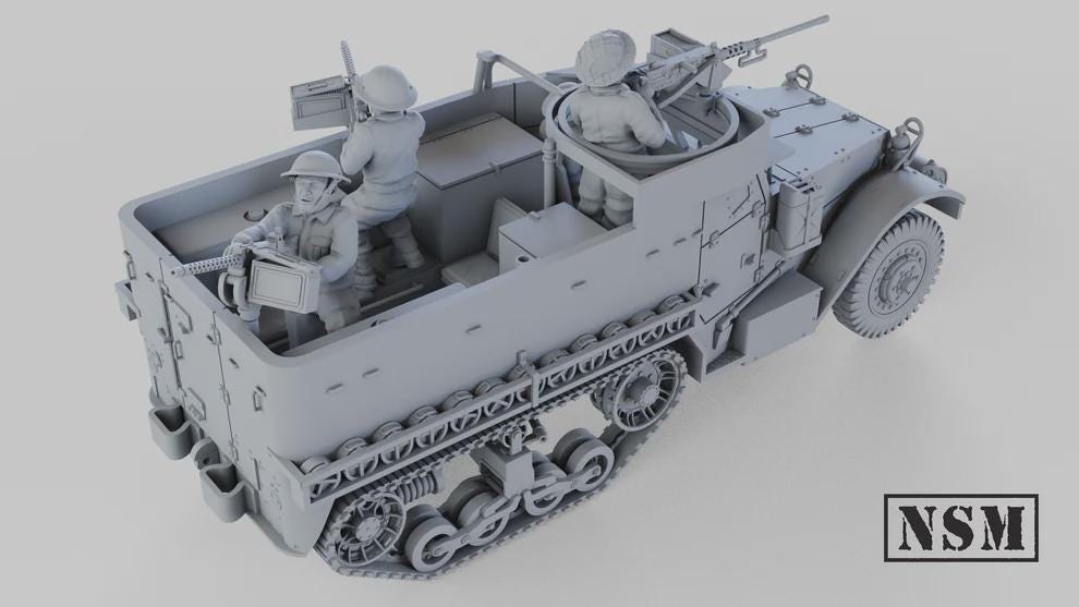 WWII British M9A1 Halftrack with Crew Various Scales Historical Wargaming (US tariffs are pre-paid by us)