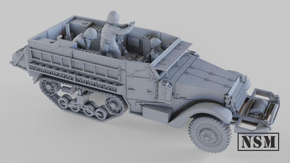 WWII US M21 Mortar Carrier Halftrack with Crew Variant Various Scales Historical Wargaming (US tariffs are pre-paid by us)