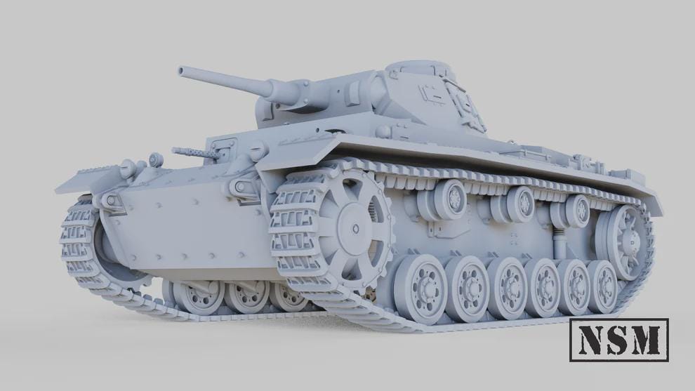 WWII German Panzer III Ausf H Various Scales Historical Wargaming (US tariffs are pre-paid by us)