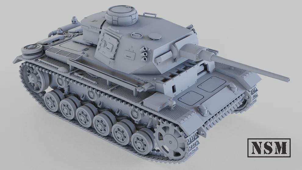 WWII German Panzer III Ausf K (Command Tank) Various Scales Historical Wargaming (US tariffs are pre-paid by us)