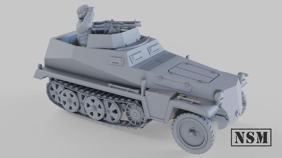 WWII German Sd.Kfz 250/4 with Crew (1 model) Various Scales Historical Wargaming (US tariffs are pre-paid by us)