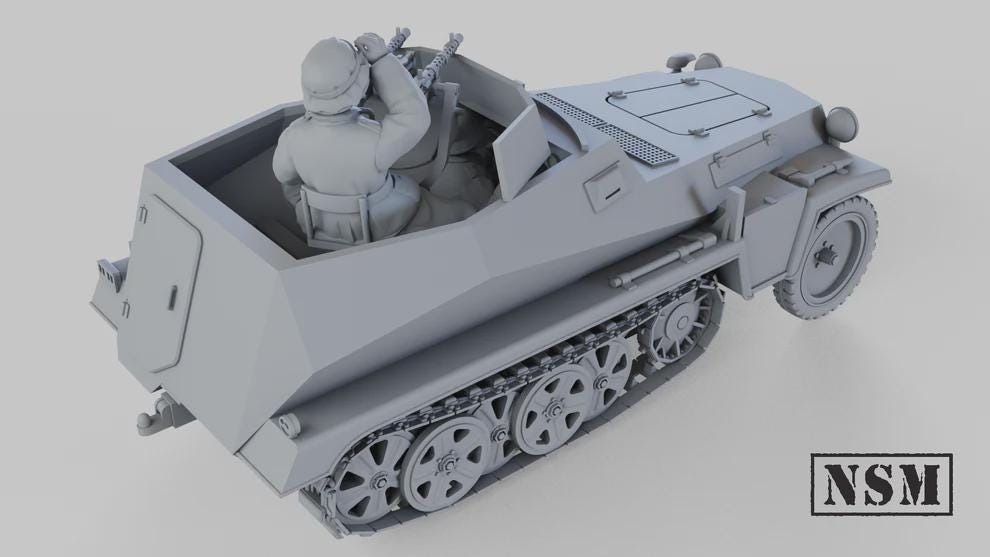 WWII German Sd.Kfz 250/4 with Crew (1 model) Various Scales Historical Wargaming (US tariffs are pre-paid by us)
