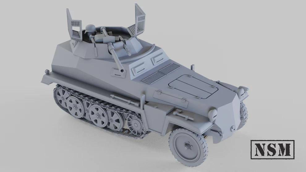 WWII German Sd.Kfz 250/9 with Crew (1 model) Various Scales Historical Wargaming (US tariffs are pre-paid by us)