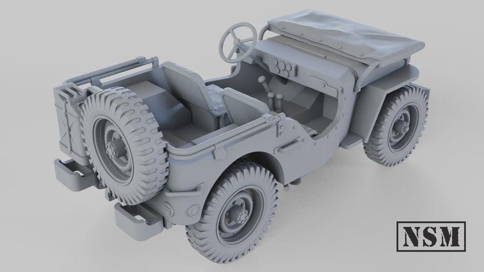 WWII Soviet Willys Jeep Set with Crew (1 model) Various Scales Historical Wargaming (US tariffs are pre-paid by us)