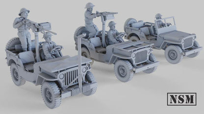 WWII British Willys Jeep Set with Crew Various Scales Historical Wargaming (US tariffs are pre-paid by us)