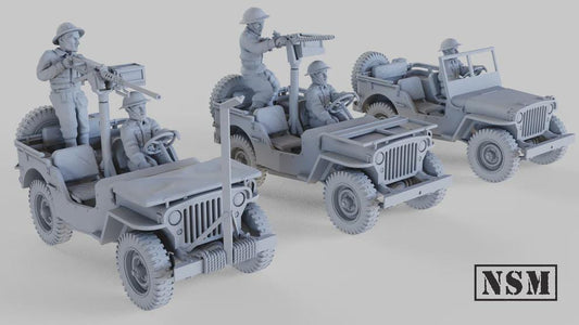 WWII British Willys Jeep Set with Crew Various Scales Historical Wargaming (US tariffs are pre-paid by us)