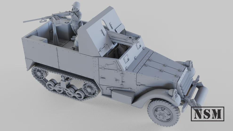 WWII US T30 75mm Howitzer Halftrack with Crew Various Scales Historical Wargaming (US tariffs are pre-paid by us)