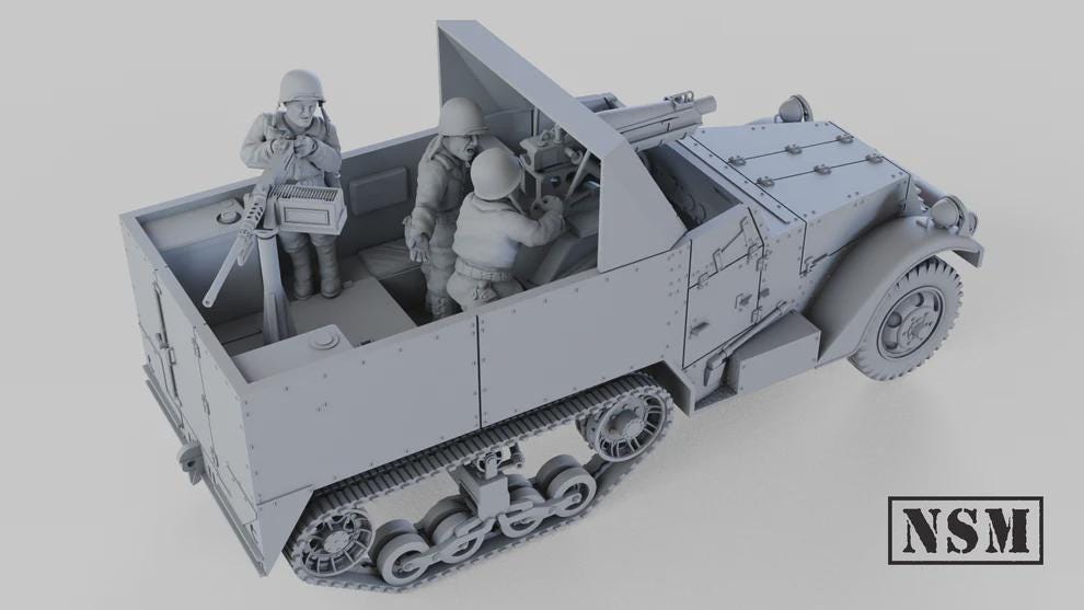 WWII US T30 75mm Howitzer Halftrack with Crew Various Scales Historical Wargaming (US tariffs are pre-paid by us)