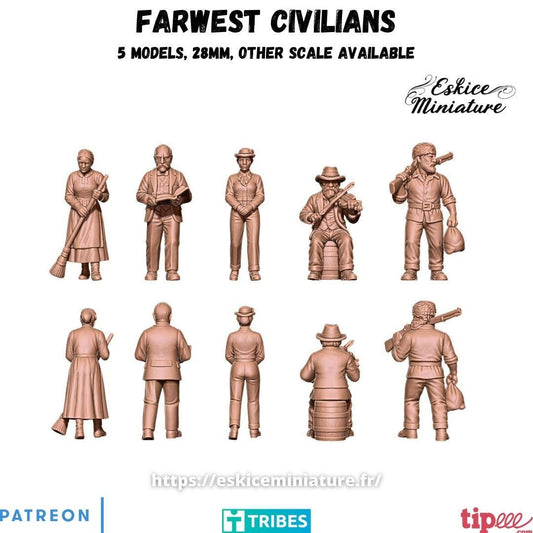 Wild West Civilians Set (5 models) Various Scales Historical Wargaming (US tariffs are pre-paid by us)
