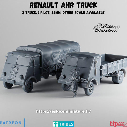 WWII French Renault AHR Truck with Driver (1 model) Various Scales Historical Wargaming (US tariffs are pre-paid by us)