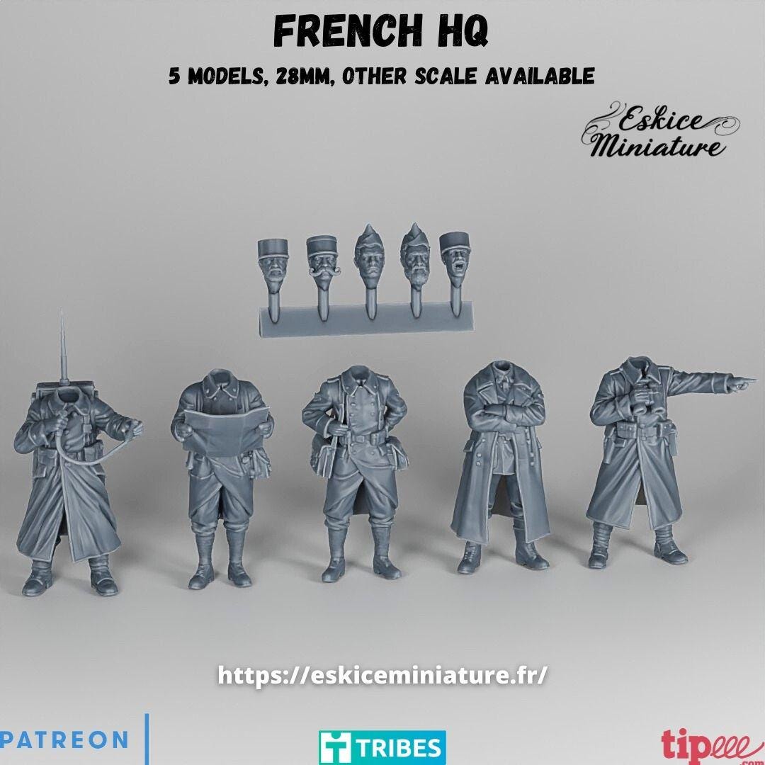 WWII French HQ Set (5 models) Various Scales Historical Wargaming (US tariffs are pre-paid by us)