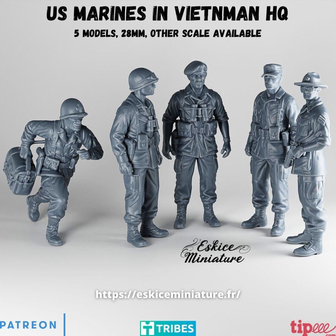 Vietnam War US Marines HQ Set (5 models) Various Scales Historical Wargaming (US tariffs are pre-paid by us)