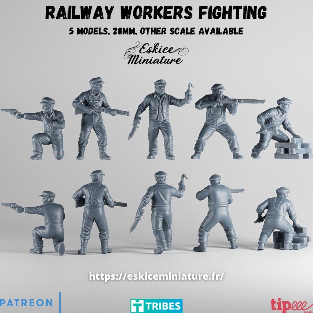 WWII Fighting Railway Workers Set (5 models) Various Scales Historical Wargaming (US tariffs are pre-paid by us)