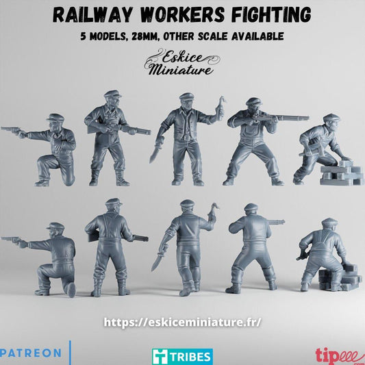 WWII Fighting Railway Workers Set (5 models) Various Scales Historical Wargaming (US tariffs are pre-paid by us)